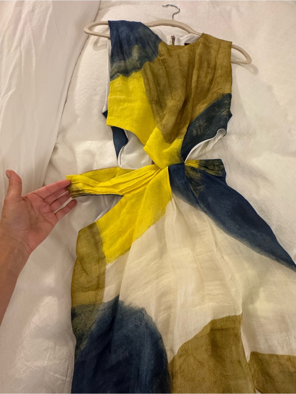 Zara Cutout Maxi Dress in Yellow, Navy and Olive - Picture 5 of 6